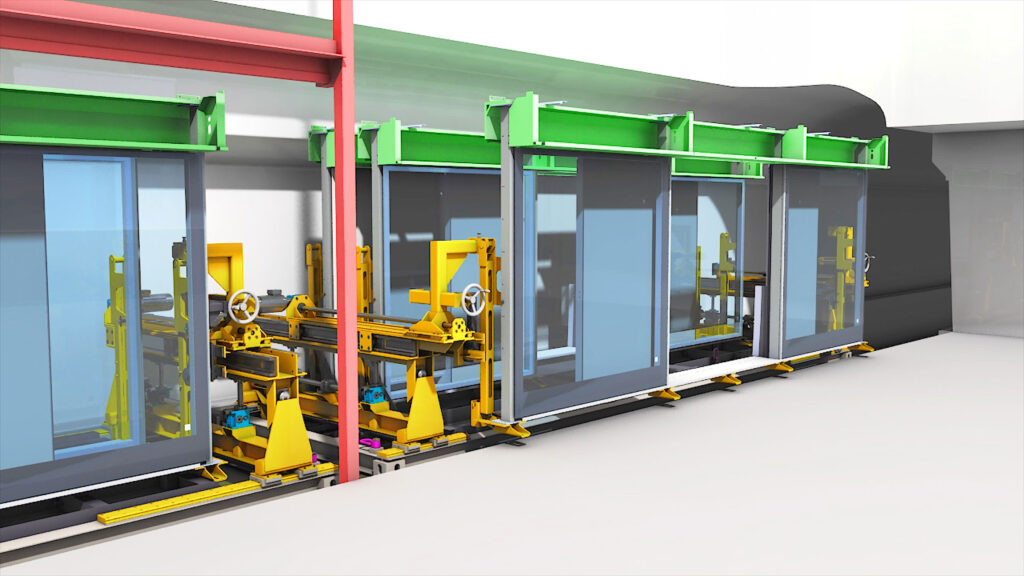 Crossrail Robotic Platform Door Installation Rig bespoke kinetic solution door movement